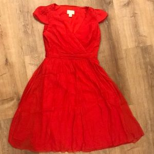 Red silk chiffon J. Crew dress